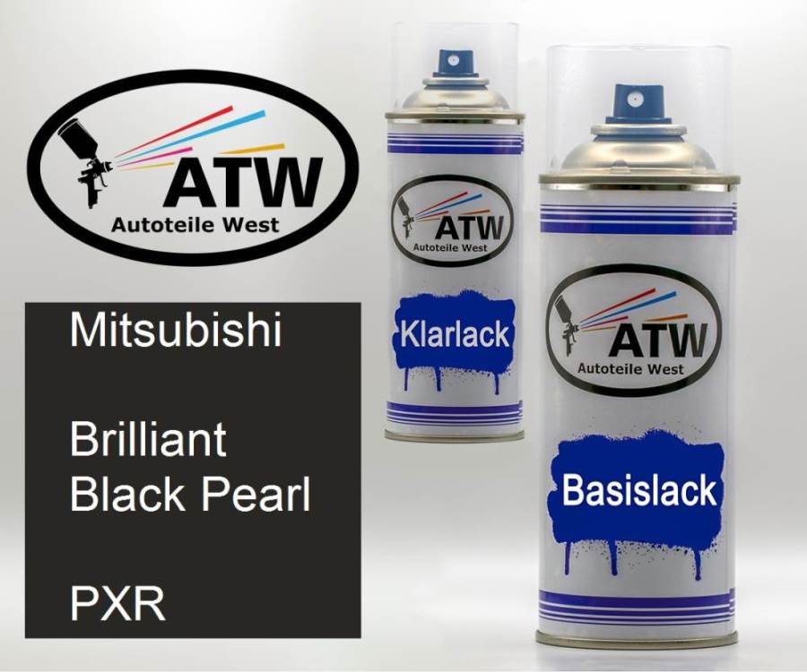 Mitsubishi, Brilliant Black Pearl, PXR: 400ml Sprühdose + 400ml Klarlack - Set, von ATW Autoteile West.